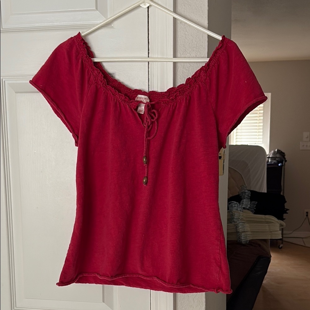 Mossimo Supply Co. Red Tie Front Blouse